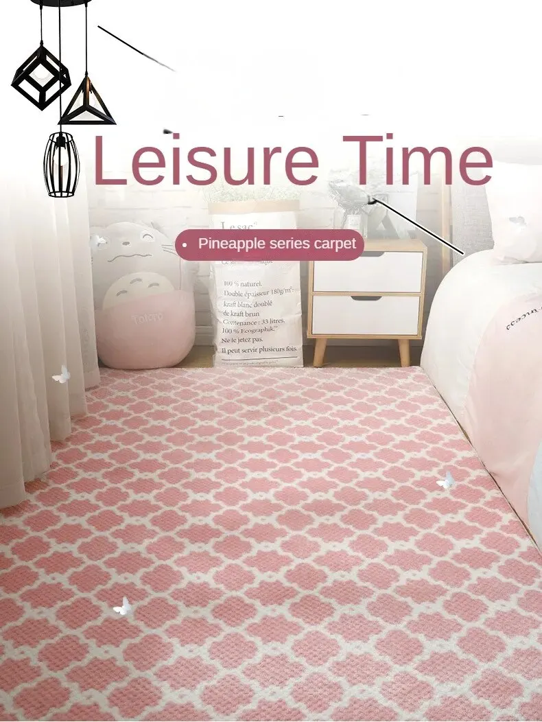 Description Picture 3 of item40*60CM Ins Pineapple Plat Bedroom Living Room Coffee Table Short Pile Carpet Full of Lovely Girl Bed Blanket Household Carpet