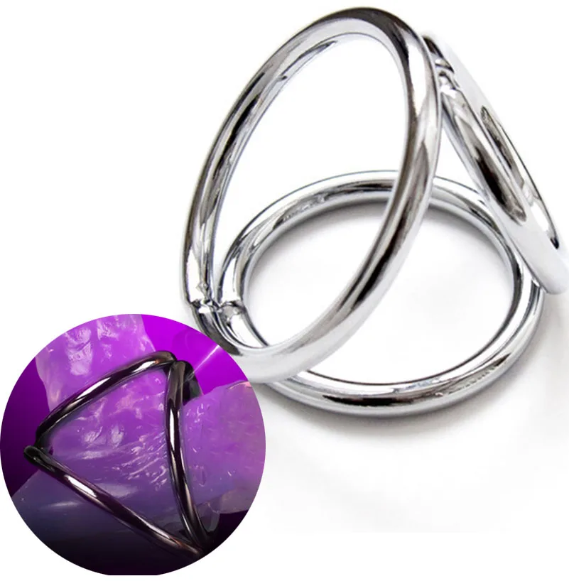 Steel Triple Cock And Ball Ring holds him tight Lasting Sex Products Penis Rings Male Extra