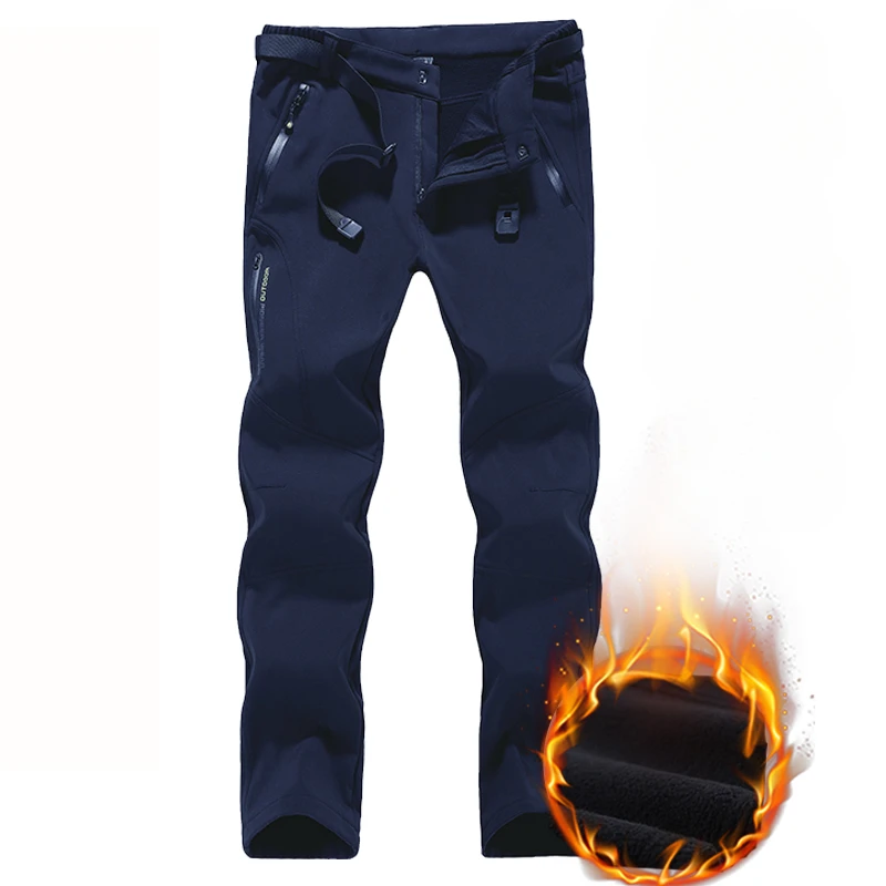Men's fleece-lined Pants 2023 New Winter Casual Fashion Windproof Waterproof Bicycle Riding Sports Pants Outdoor Warm Men's Wear