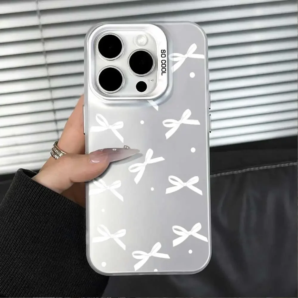 Case For Motorola Moto G04 G14 G84 5G G10 G20 G30 G04S G24 G34 G13 G23 G53 G22 E32S E22i Butterfly Knot Silver IMD Phone Cover