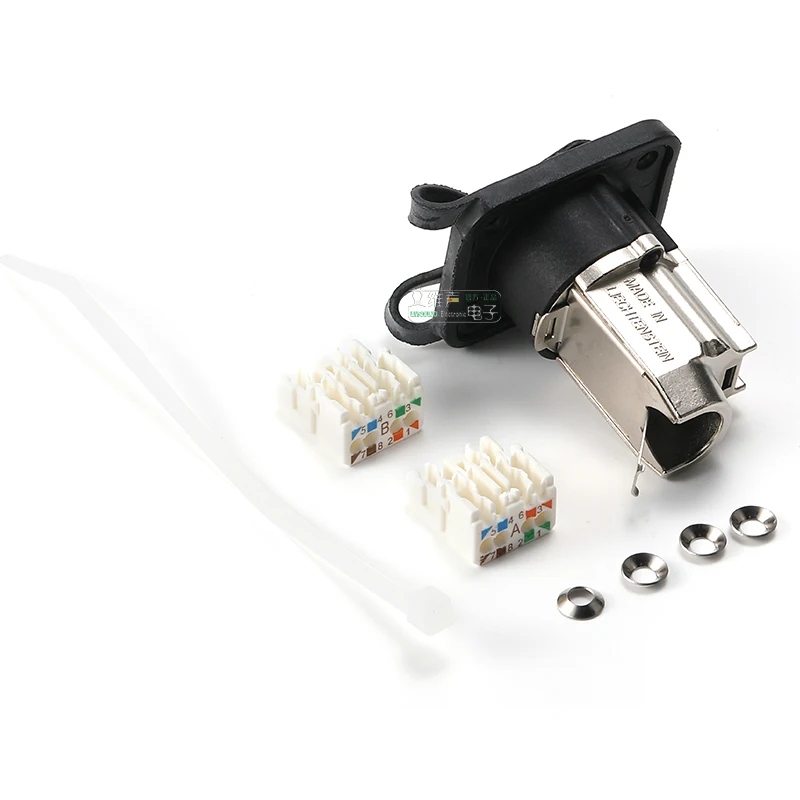 NEUTRIK 이더콘 D 모양 CAT6A 패널 기본 네트워크 암 섀시 커넥터 NE8FDX-Y6-W 방수 IP65 PoE ++ acc. IEEE 802.3bt