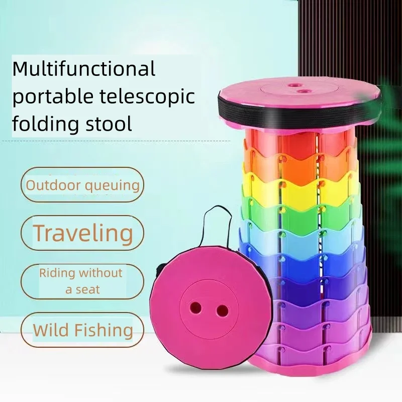 Portable Telescopic Stool Travel Camping Plastic Folding Chair Picnic Seat Queuing Outdoor Retractable Beach Fis Folding Stool,Folding Chair