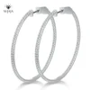 M-JAJA 50mm Full Moissanite Hoop Earrings 925 Sterling Silver for Women D Color VVS1 Lab Diamond Stud Earrings Wedding Jewelry 1
