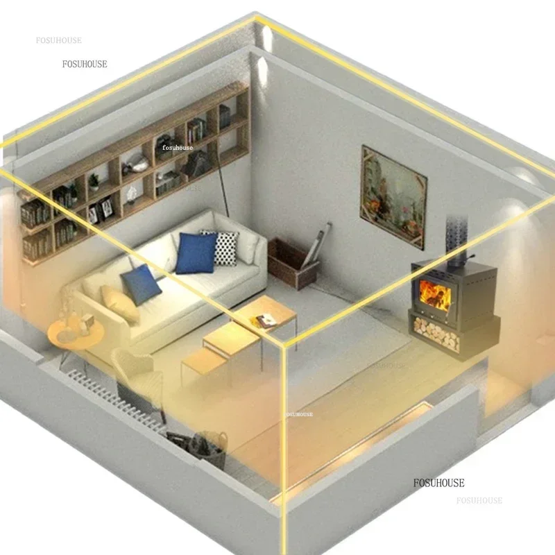 Minimalist Modern Fireplace with Chimney Real Fire Wood Stove Household Heating Stove Rural Indoor Villa Fireplace Decoration X