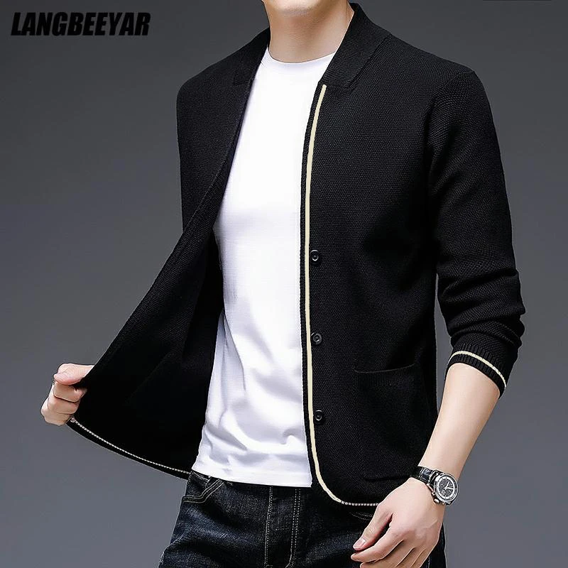Autum Winter Slim Fit Knit Cardigan Men Japanese Sweater Casual Coats Jacket Mens Clothes Knitted Cardigan