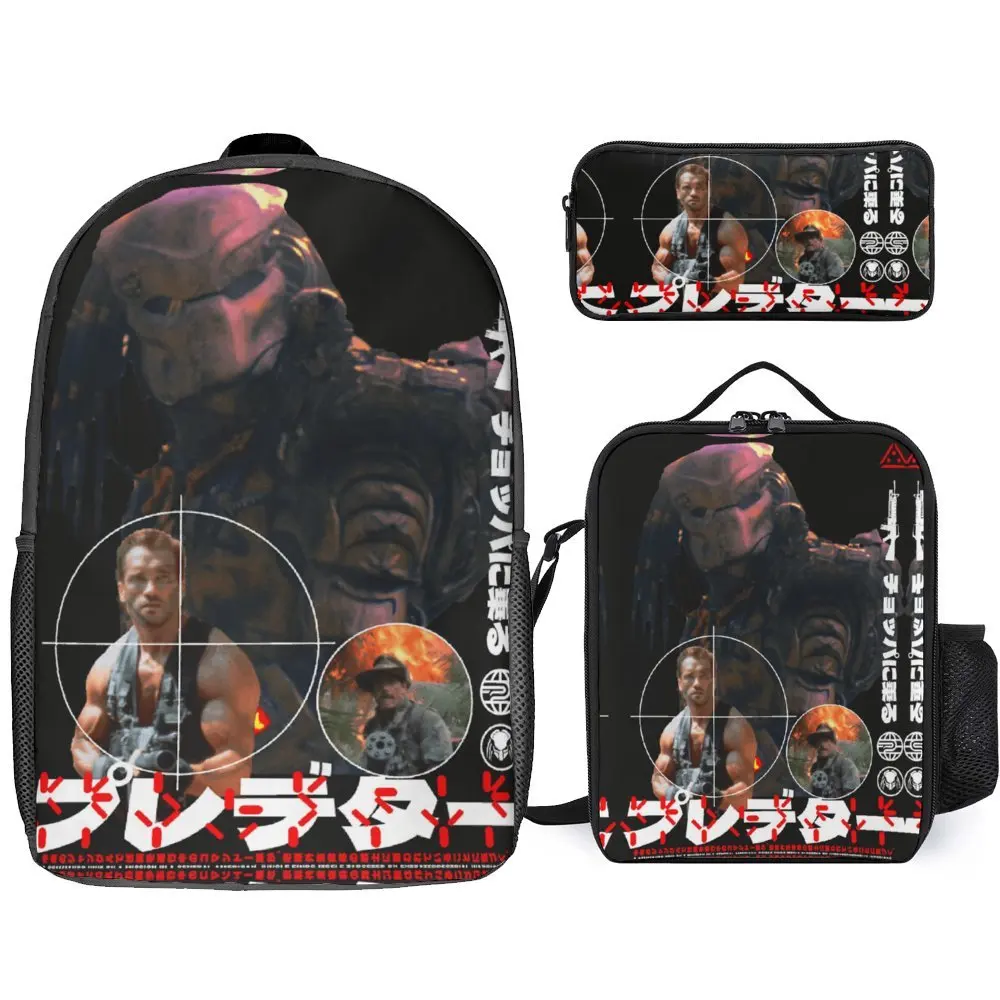 

Predator Movie Alien 17 3 in 1 Set 17 Inch Backpack Lunch Bag Pen Bag Firm Field Pack Snug Sports Activities Creative