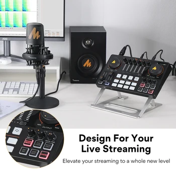 Maono AME2 Audio Interface Sound Card DJ Mixer All in One Portable Podcast Studio for Recording,Live Streaming,Youtube,Guitar,PC 5