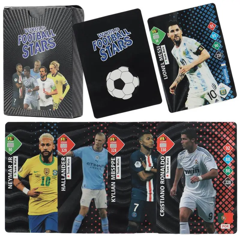 

55Pcs/Box Black Colors Ballsuperstar Football Star Cards Limited Signature Collection Trading Card Children Fans Gift