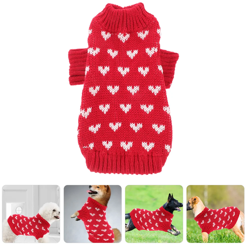 

Dog Costume Pet Dog Clothes Heart Pattern Knitted Pet Clothing Dog Winter Sweater Clothes (Size L)