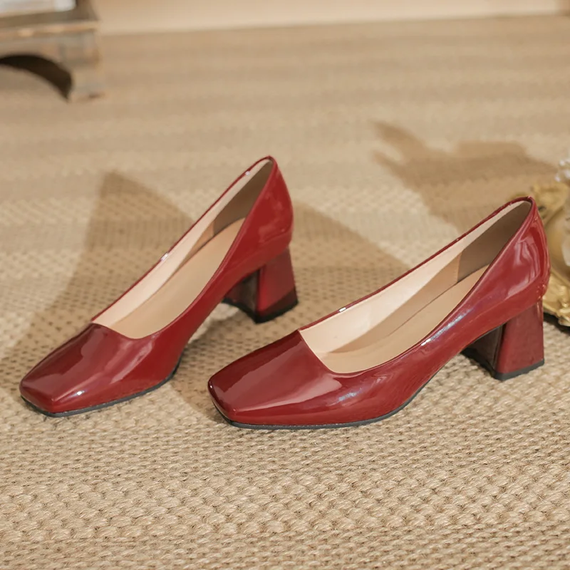 

Черные лакированные туфли с квадратным носком, туфли-лодочки с каблуком 3 см, Туфли Мэри Джейн, массивные сандалии, баскетбольная платформа, на шнуровке, пикантная обувь без застежек, Leat