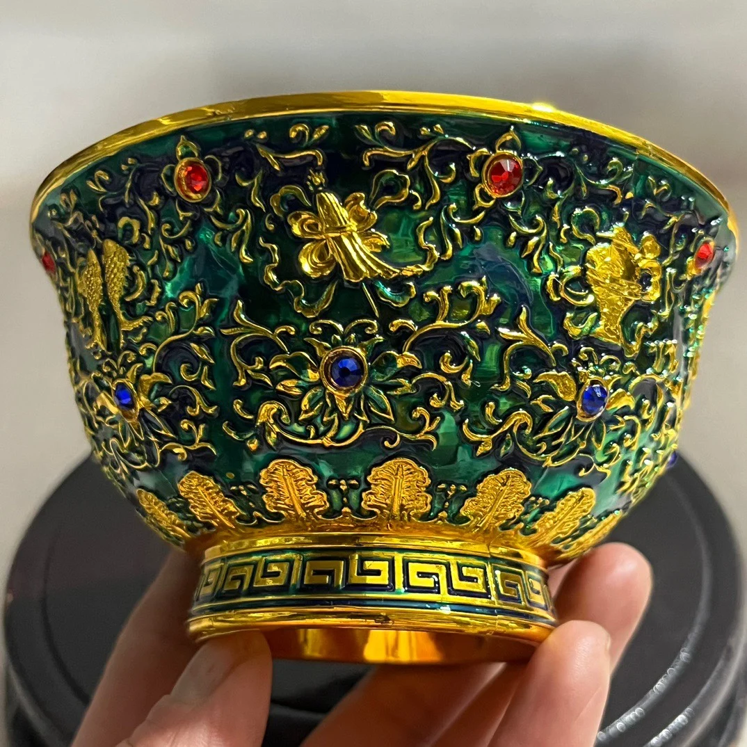 

Painted Eight Treasure Bowl Annual Style, Bottom Sunflower Flower Blossom Rich Bowl, Gilded Eight Treasure Bowl