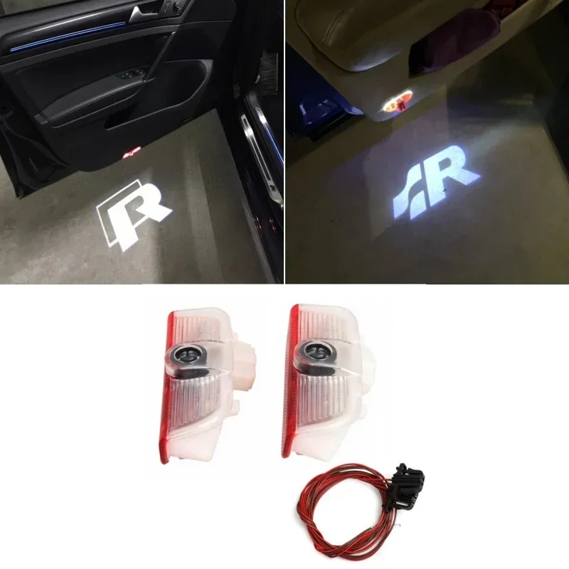 2026년형 폭스바겐 VW 골프 5 6 7 8 SR R 라인 로고 티구안 아테온 CC 제타 파사트 EOS 폴로 차량용 LED 도어 프로젝터 2개