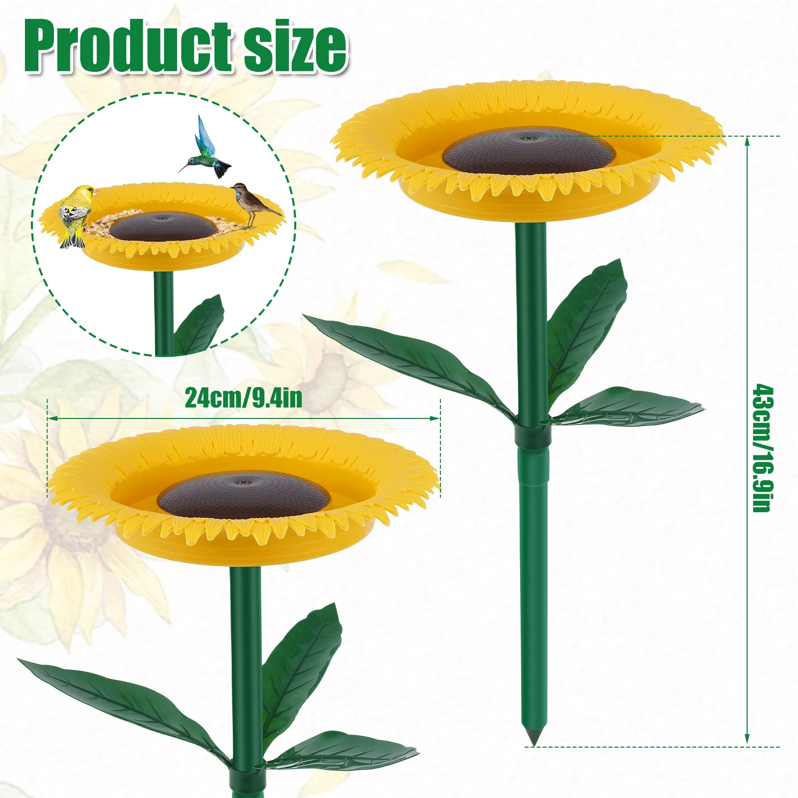 Sunflower Bird Outdoor Feeder Plastic Weather-resistant Hummingbird Feeder Pet Supplies Wild Bird Watcher Garden Decor Stake