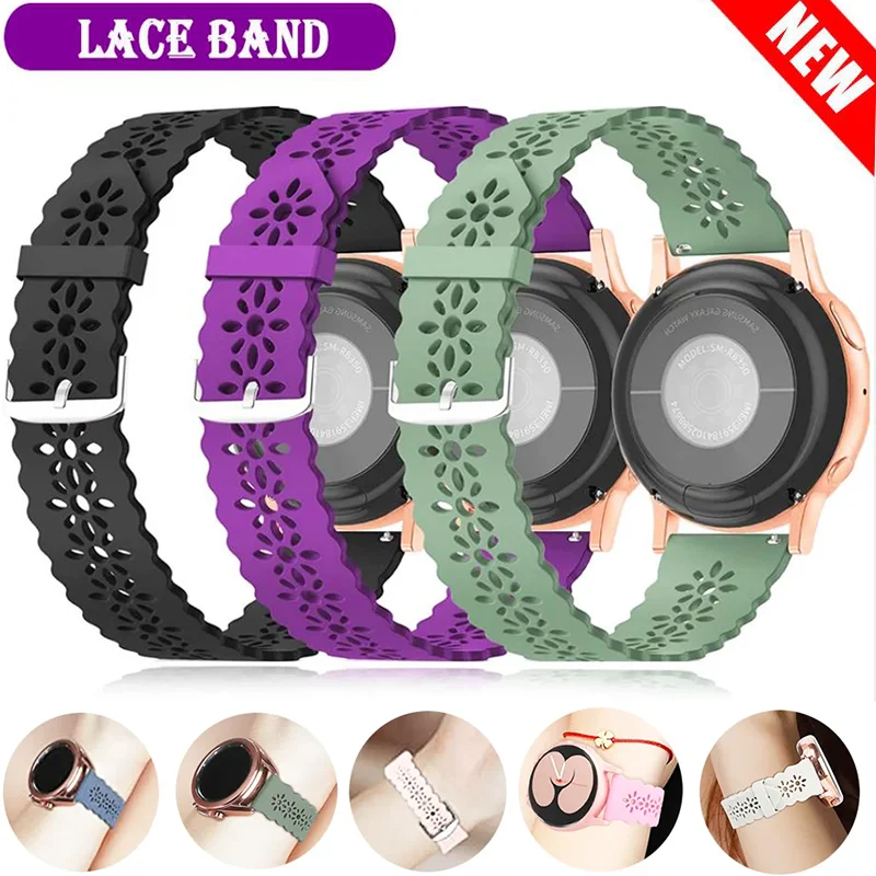 Opaska Koronkowa Do Samsung Galaxy Watch 4/6/5 Pro/6 Classic/Active 2 Sportowe Silikonowe 20Mm 22Mm Pasek Do Zegarka Bransoletka Huawei Gt 4-3-2-2E