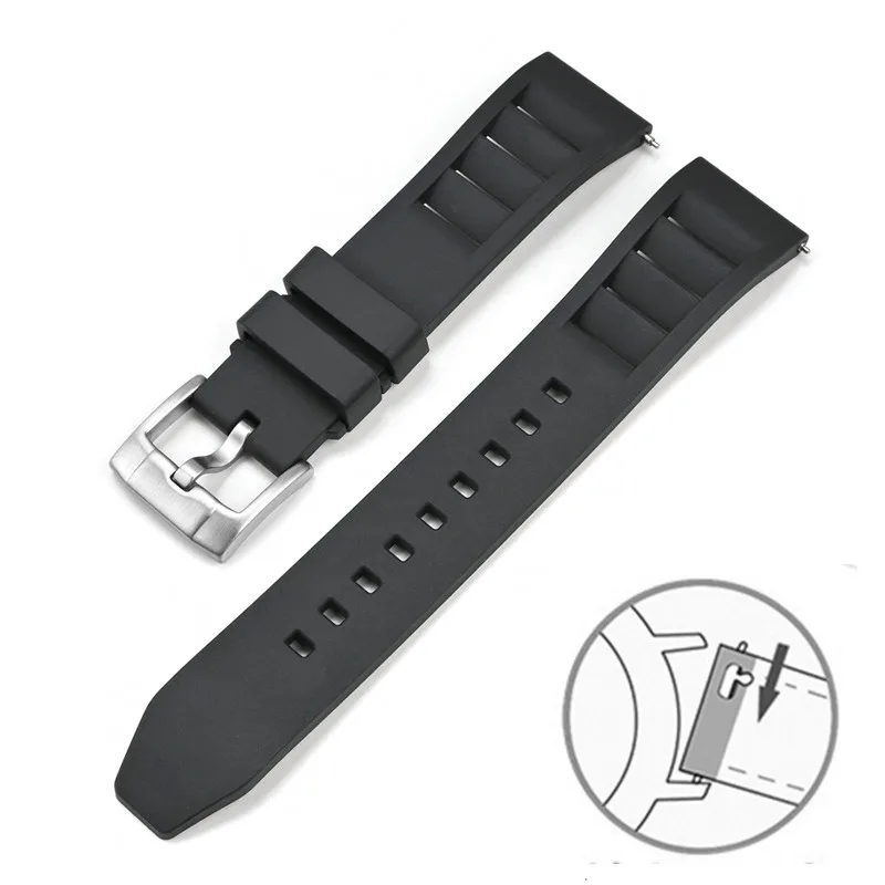 Premium FKM Fluoro Rubber Quick Release Waterproof Watch Strap with Stainless Steel Buckle