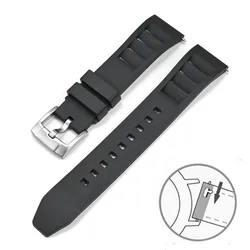 Premium FKM Fluoro Rubber Quick Release Waterproof Watch Strap with Stainless Steel Buckle - 19mm (Black silver)