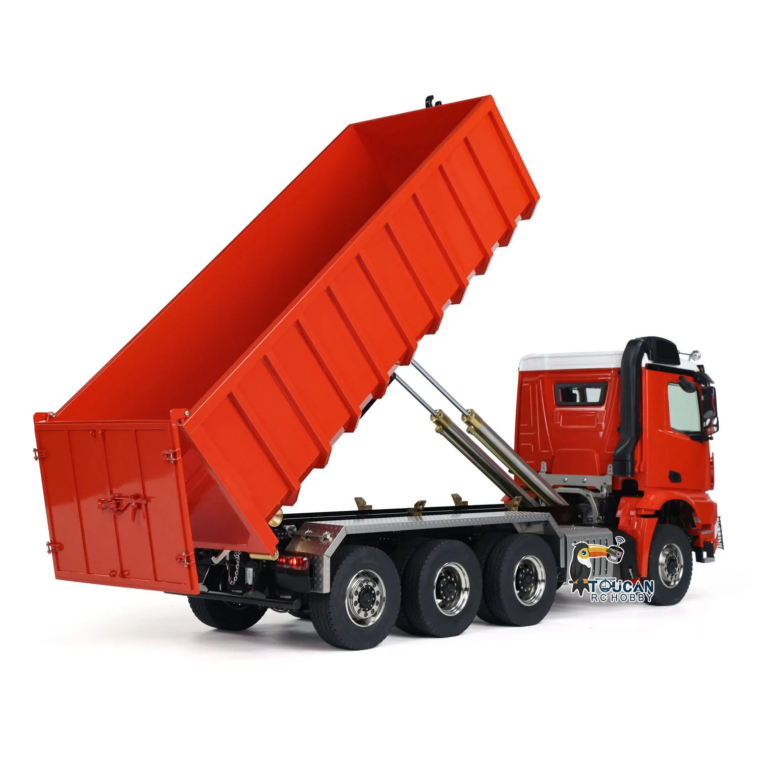 Toys Metal 1/14 8x8 RC Hydraulic Dumper Roll Off Dump Truck 3363 Rear Axle Steering 3 Speed Transmission Light Sound Tipper Gift 6