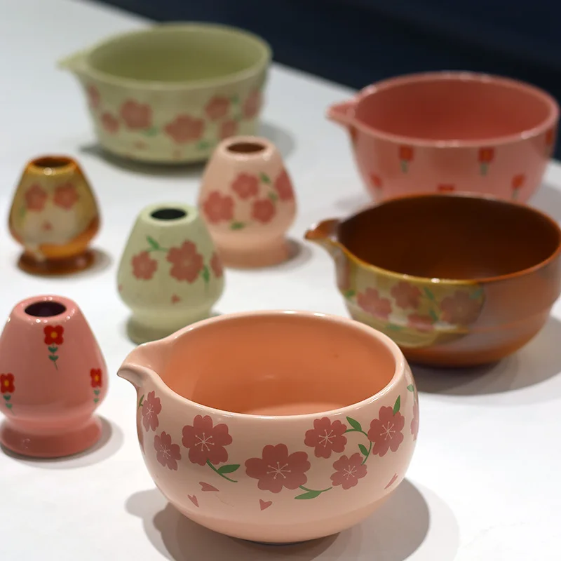 مجموعة ماتشا سيراميك وردي ٧ قطع