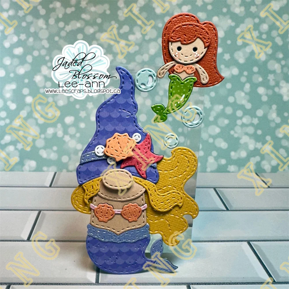 New Gnome Mermaid Add Ons Fancy Shell Metal Cutting Dies Stamps Stencil Scrapbook Embossed Paper Card Album Craft Template