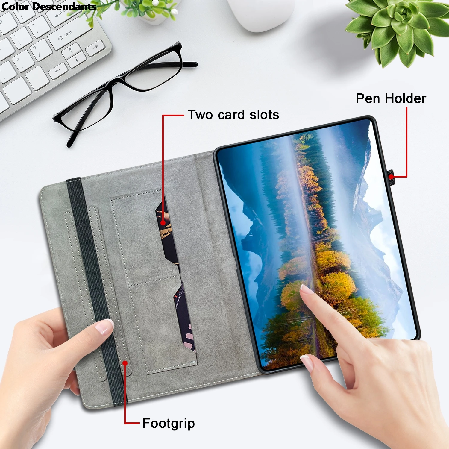 Vibrant Patterned Leather Stand Wallet Tablet Case - 11.5 Inch