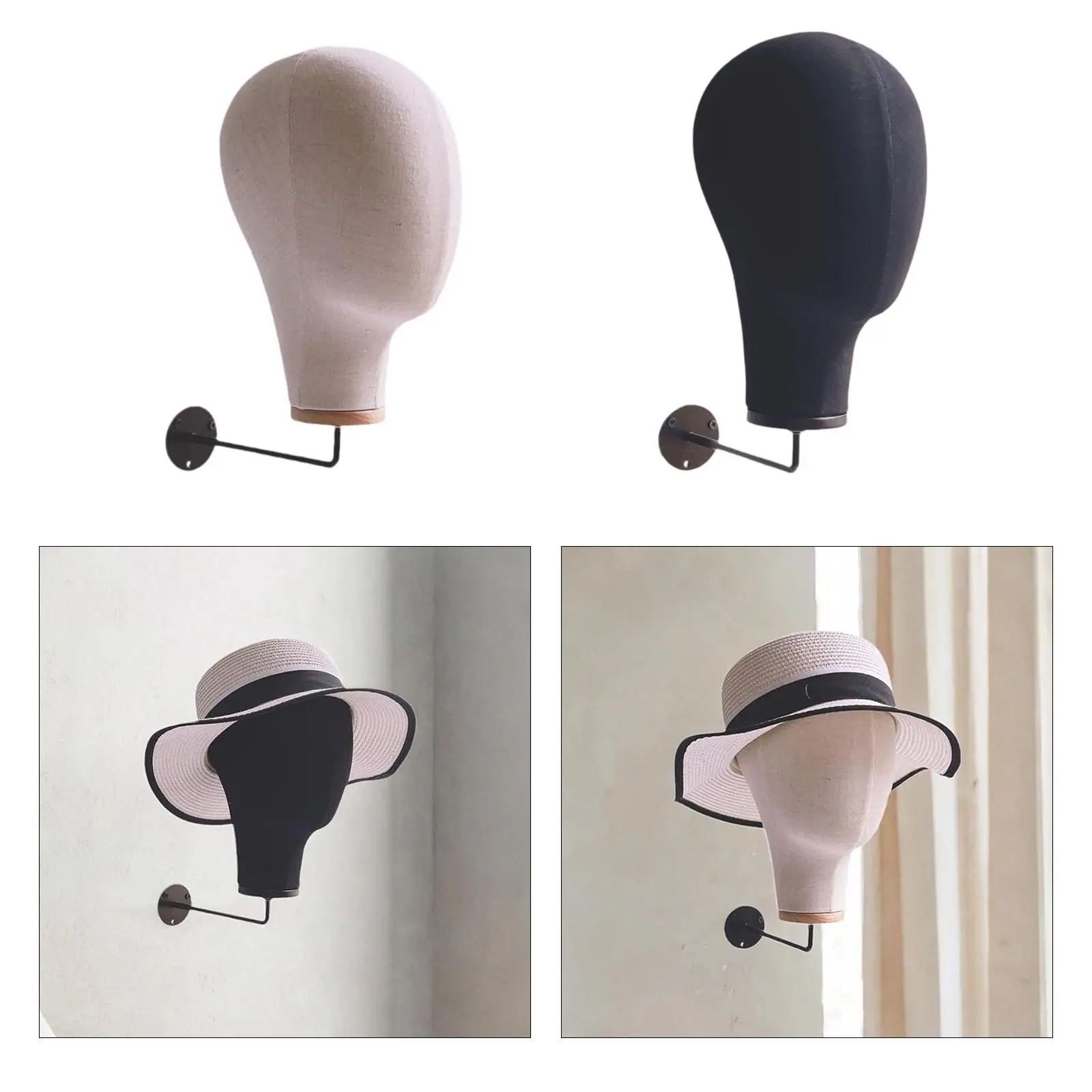 Manikin Head Wig Display Holder Creative Linen Head with Hook Hat Display Head for Beginner Hairdresser Training Home Salon