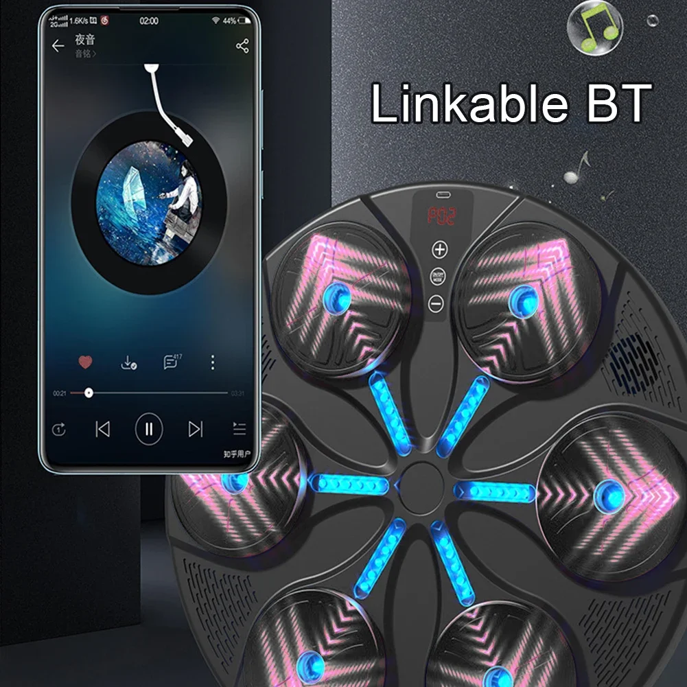 Music Boxing Machine Boxing Reaction Wall Target Type C USB Charging Music Puncher Wall Mounted with Gloves for Home Gym