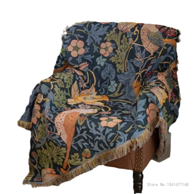 Ethnic style Tassel polyester cotton Blanket, Sofa Cover, Office, Lunch Break, Air Conditioning, Photography Props Pastoral, 1Pc