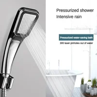 300Hole Chrome Ultra Strong Pressurized Shower Head Square Handheld Pressurized Shower Head Water Saving Shower Head 1