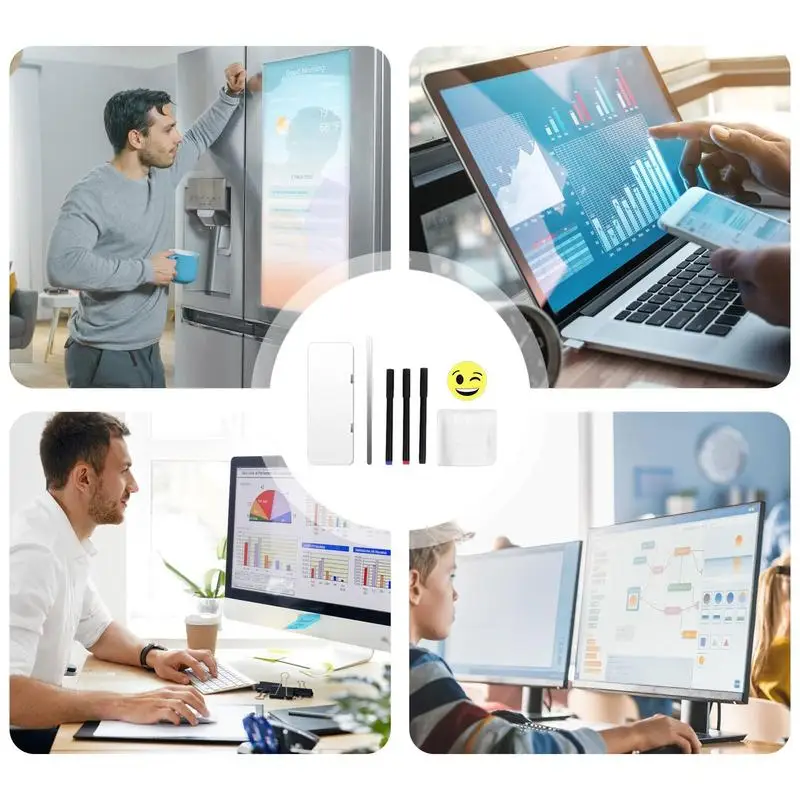 1PC Dry Erase Magnetic Monitor Message Memo Board For Sticky Notes Tabs Phones PC Screen Computer Monitors Side Panel Planner