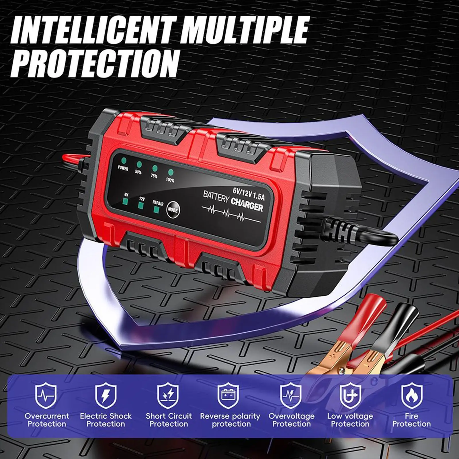 Battery Charger 6V 12V 1.5A Car Battery Charger Car Motorcycle Battery Charging Unit Automatic Tender Maintainer For Motorcyle - 4