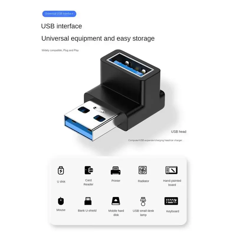 Right Angle USB 3.0 Extension Adapter - Upward Elbow Connector