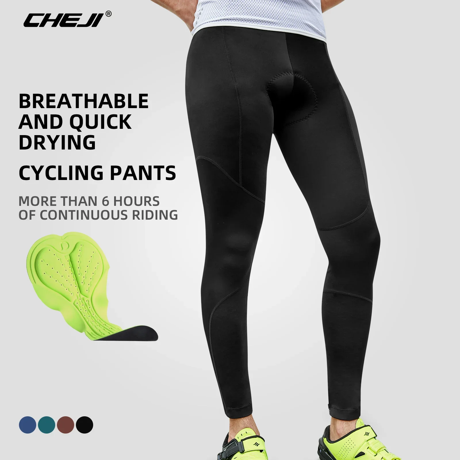 CHEJI Cycling Pants Men Cycling Team MTB Pants Riding Mountain Bike Trousers Road Bicycle Padded Breathable Bike Long cycling pants