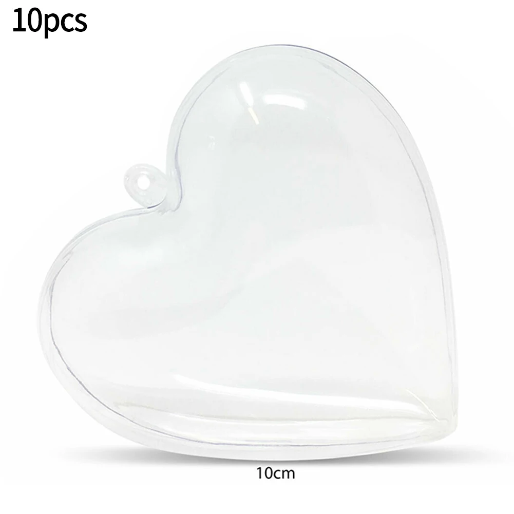 10pc 6/8/10cm Clear Fillable Heart Baubles Christmas Decoration Ball Pendant Wedding Favours Xmas Party Home Hanging Decoration