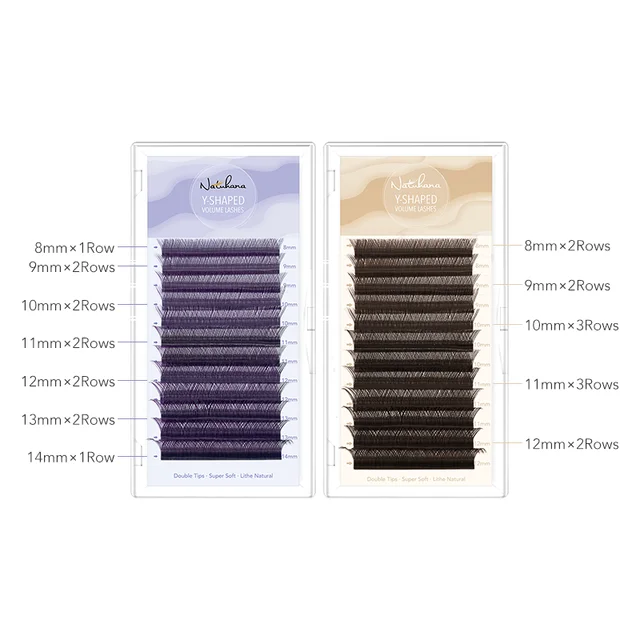 NATUHANA-Extensions de cils en forme YY ombrés, faux cils à deux pointes, boucles C/D, maquillage naturel, filet en maille croisé 6