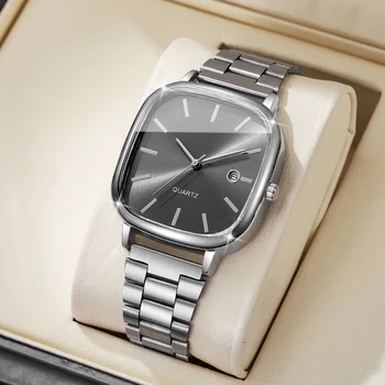 Fashion Square Men Business Watches Analog Calendar Quartz Watch