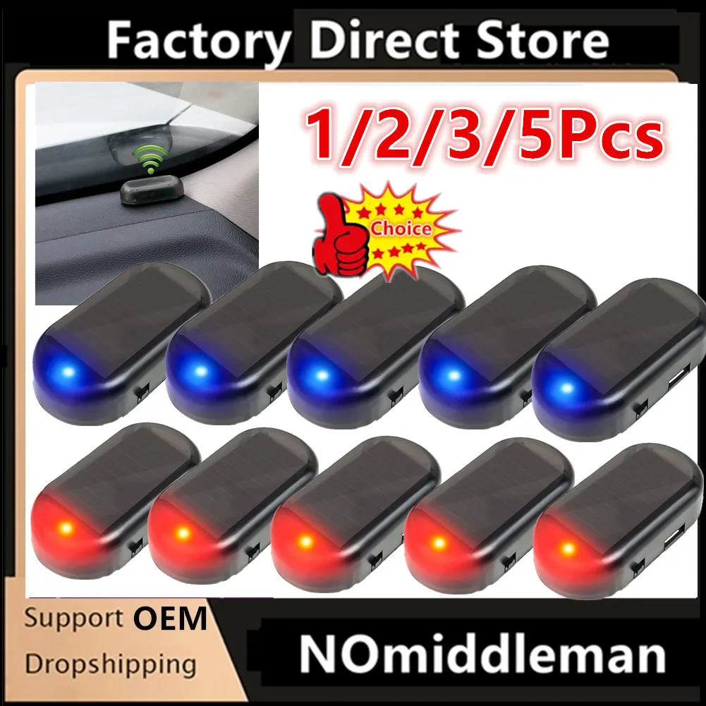 2-Pack Solar Powered 10-LED Flashing Dummy Alarm Light – Red Warning Light