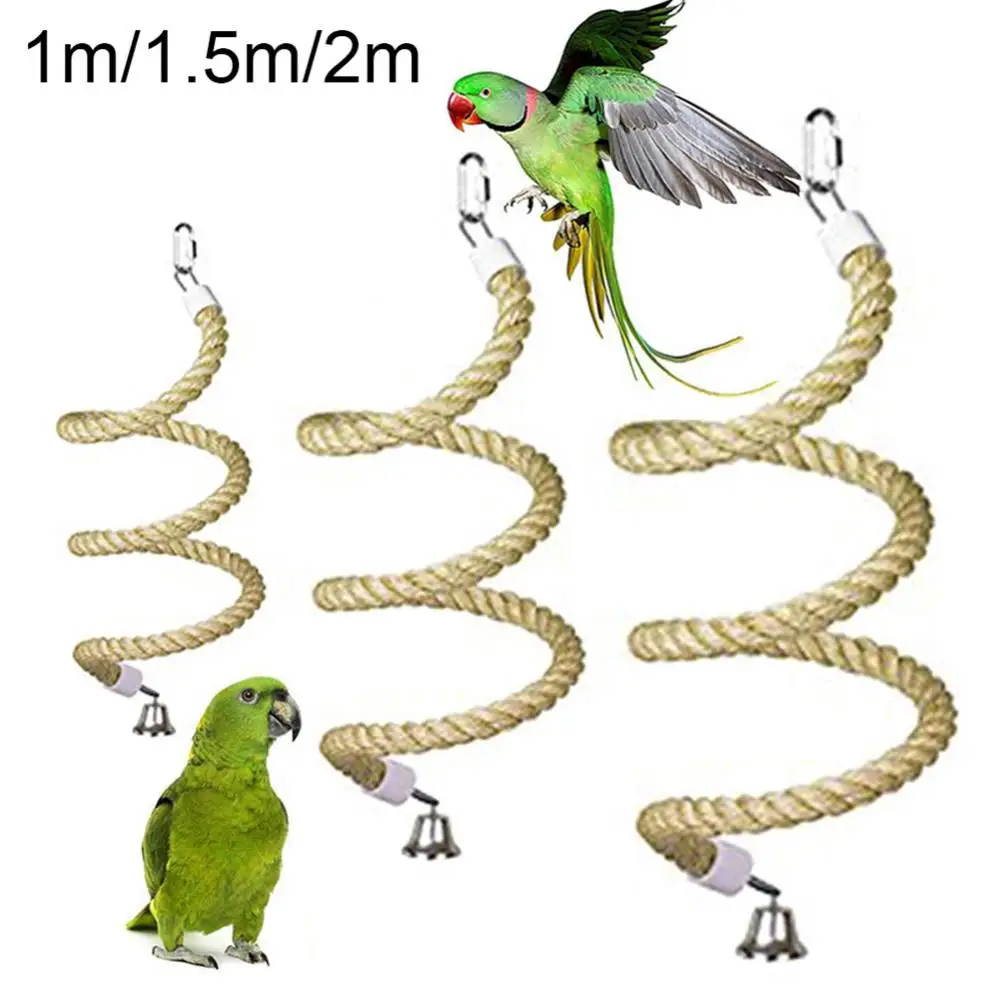 Giocattolo per uccelli corda di cotone a spirale barra da masticare pappagallo altalena arrampicata giocattoli in piedi gabbia da masticare appeso altalena giocattolo forniture per uccelli