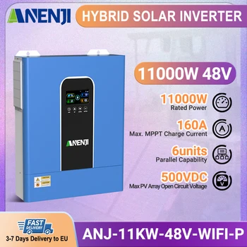 Convertitore solare ibrido parallelo da 11KW 11000W 48V MPPT Convertitore a onda sinusoidale pura Con carica 160A integrata Caricatore da 6 unità PV 500VDC