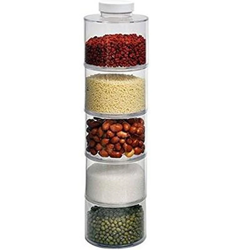 Fyrome 6 Bottles Clear Spice Tower Bottle, Stackable Spice Jars Containers  Seasoning Organizer for Kitchen 