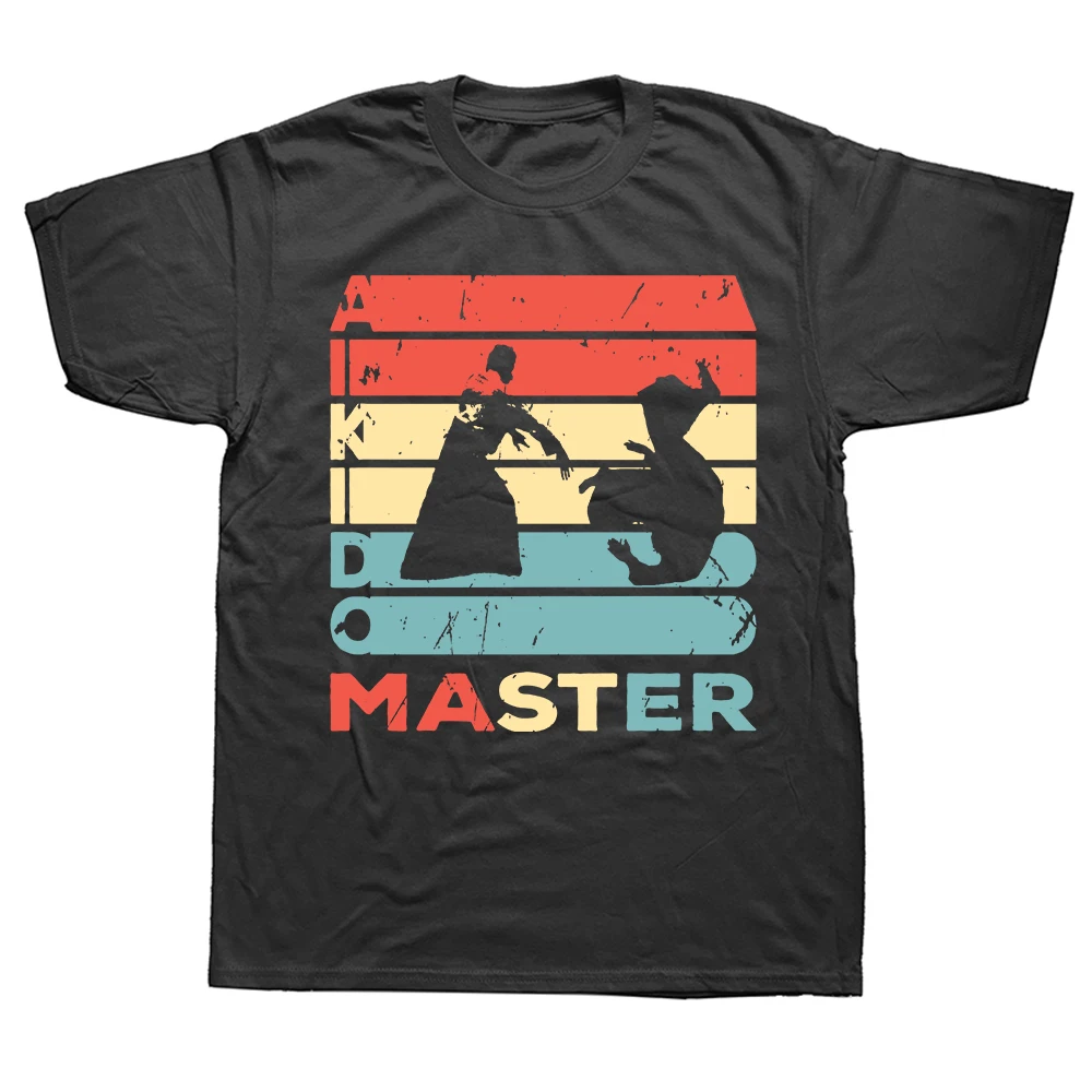 Aikido Master Vintage Retro Grafik T-Shirts für Männer und Frauen, Baumwolle, Humor, Streetwear, T-Shirt, kurzärmelig, Unisex, lockere Kleidung