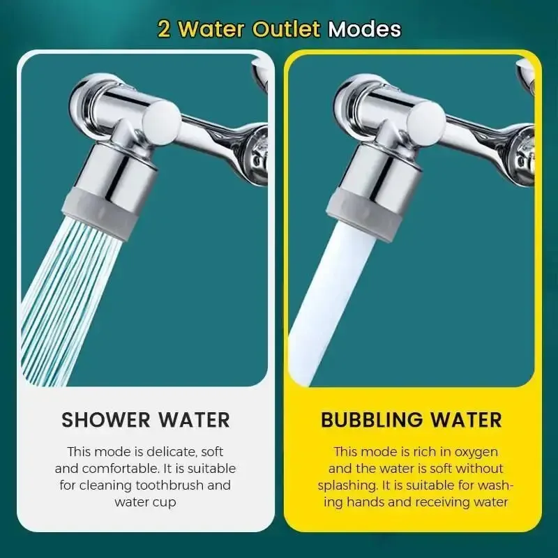 Faucet Extender 1pcs Alloy Robotic Arm 1080&deg; Rotating Universal Extension Swivel For Bathroom Sink