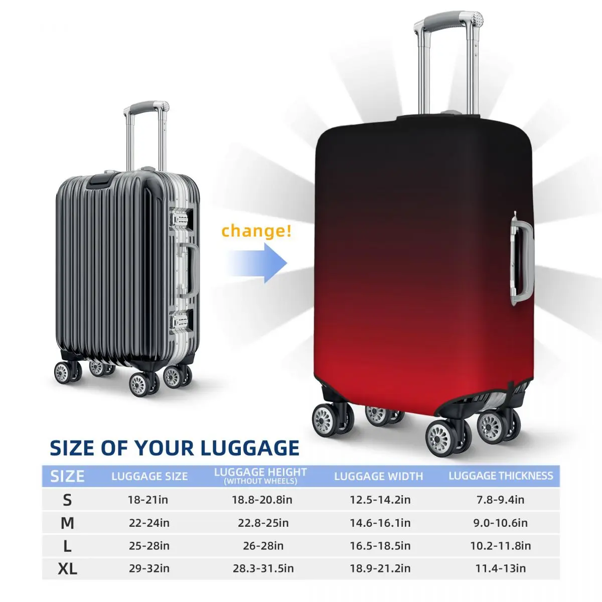 Bright Red And Black Ombre Suitcase Cover Flight Minimalist Gradient Useful Luggage Supplies Business Protector 6