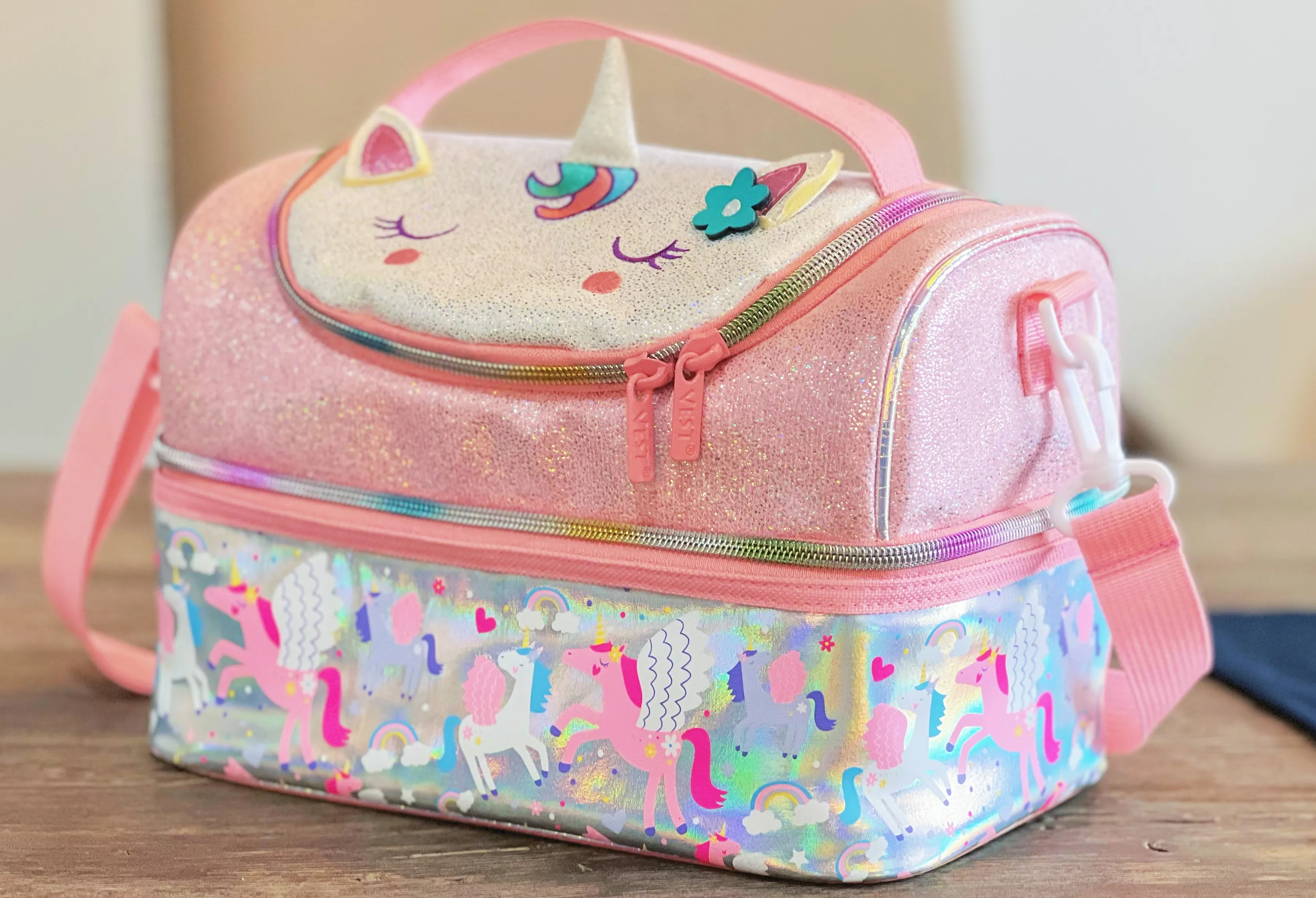 Cat & Jack Lunch Box and Bag Set with Utensils Unicorn Pink/Purple