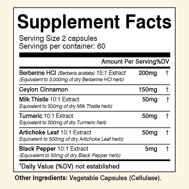 Berberine Capsules-Contains Ceylon Cinnamon-Supports Heart Health, Immune System, Cardiovascular Health Berberine Capsules