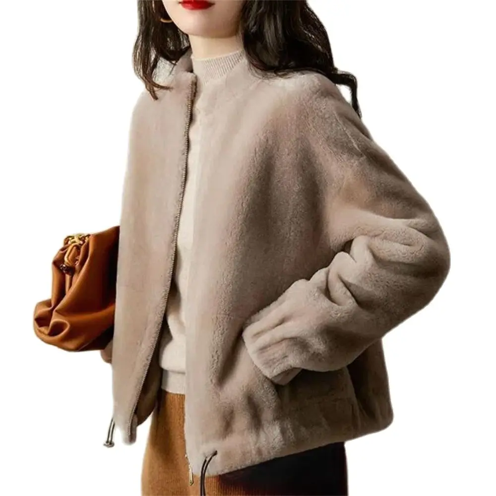 

Artificial Lambswool Plush Coats for Women Furry Faux Fur Outerwear Warm Jackets Female Fur Overcoat Autumn and Winter