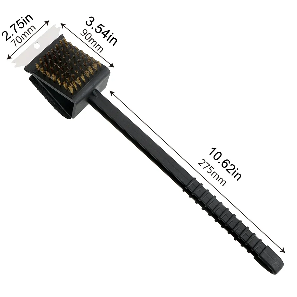 Barbecue Cleaning Tools Grill Brush Cleaning Brushes 3 In 1 Corner Copper Wire Brush Copper Wire Sponge Shovel BBQ Tool BBQ Cleaning Brush Barbecue Grill Oven Cleaning Long Handle