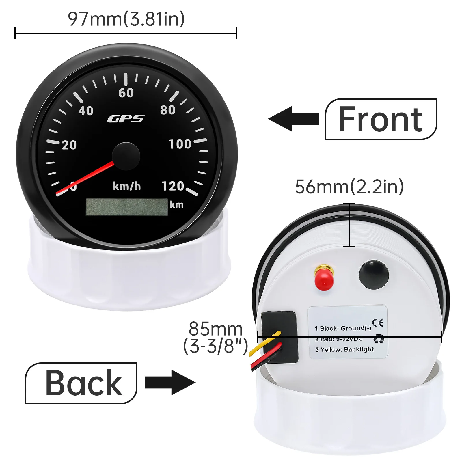 Tachimetro GPS da 85MM per moto Marine Boat 7 retroilluminazione a colori 30 ~ 200 Km/h misuratore di velocità per camion per auto con Antenna GPS