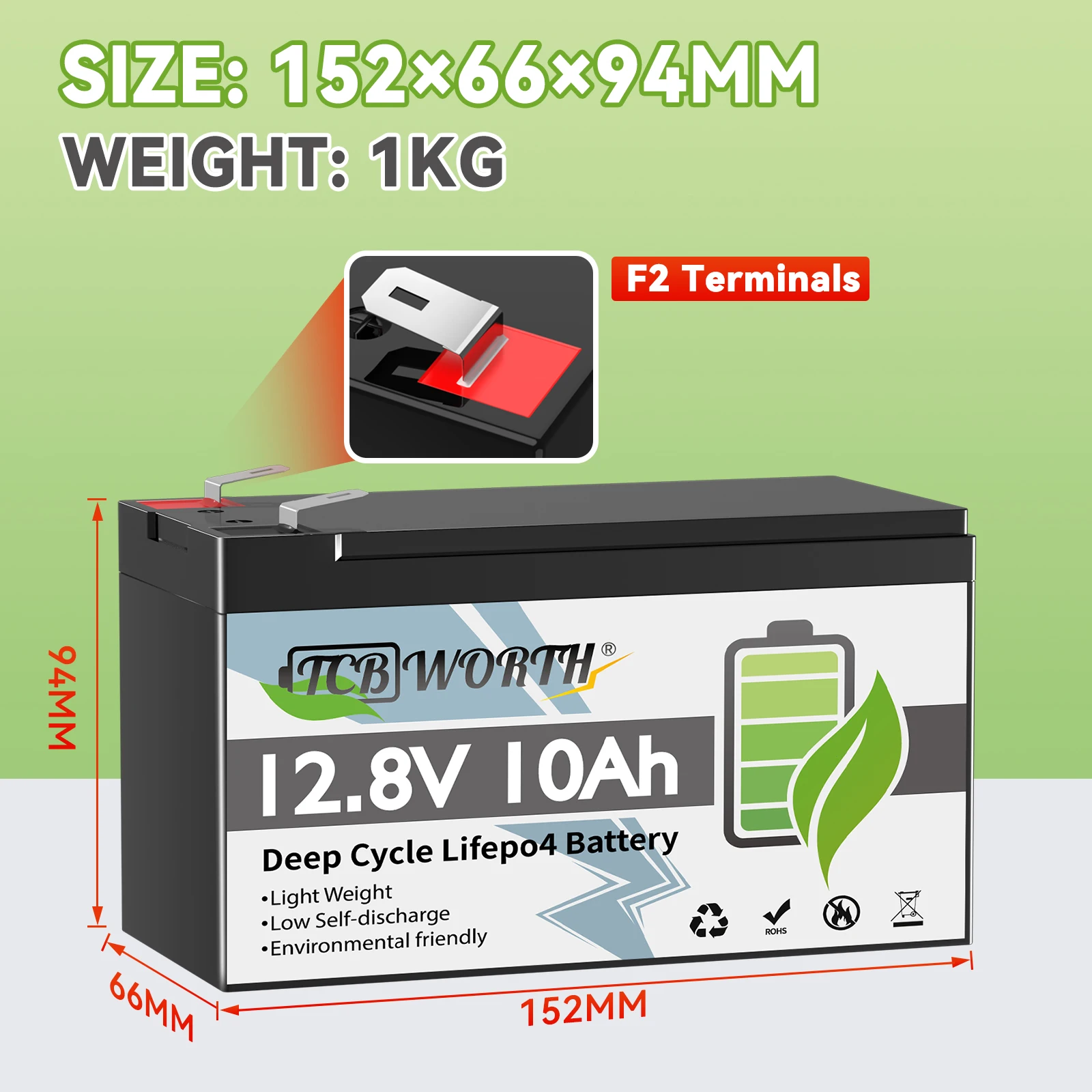 5Pack 12V 10Ah Lithium LiFePO4 Battery 4000+ Deep Cycles LiFePO4 Battery with 10A BMS,for UPS,Lighting,Power Wheels,Fishfinder 2
