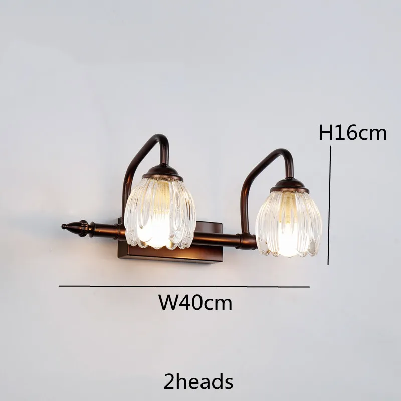 Modern Luxury Copper Glass Crystal Mirror Wall Lamp Bronze Simple Bathroom Vanity Dressing Table Mirror Cabinet Lighting Lamps
