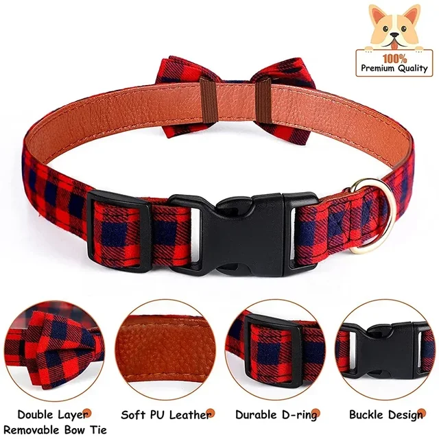 Adjustable Plaid Dog Bow Tie Cat Bowtie Soft Pet Neckwear for Small Medium Dogs Puppy Chihuahua Best Gift Idea 5